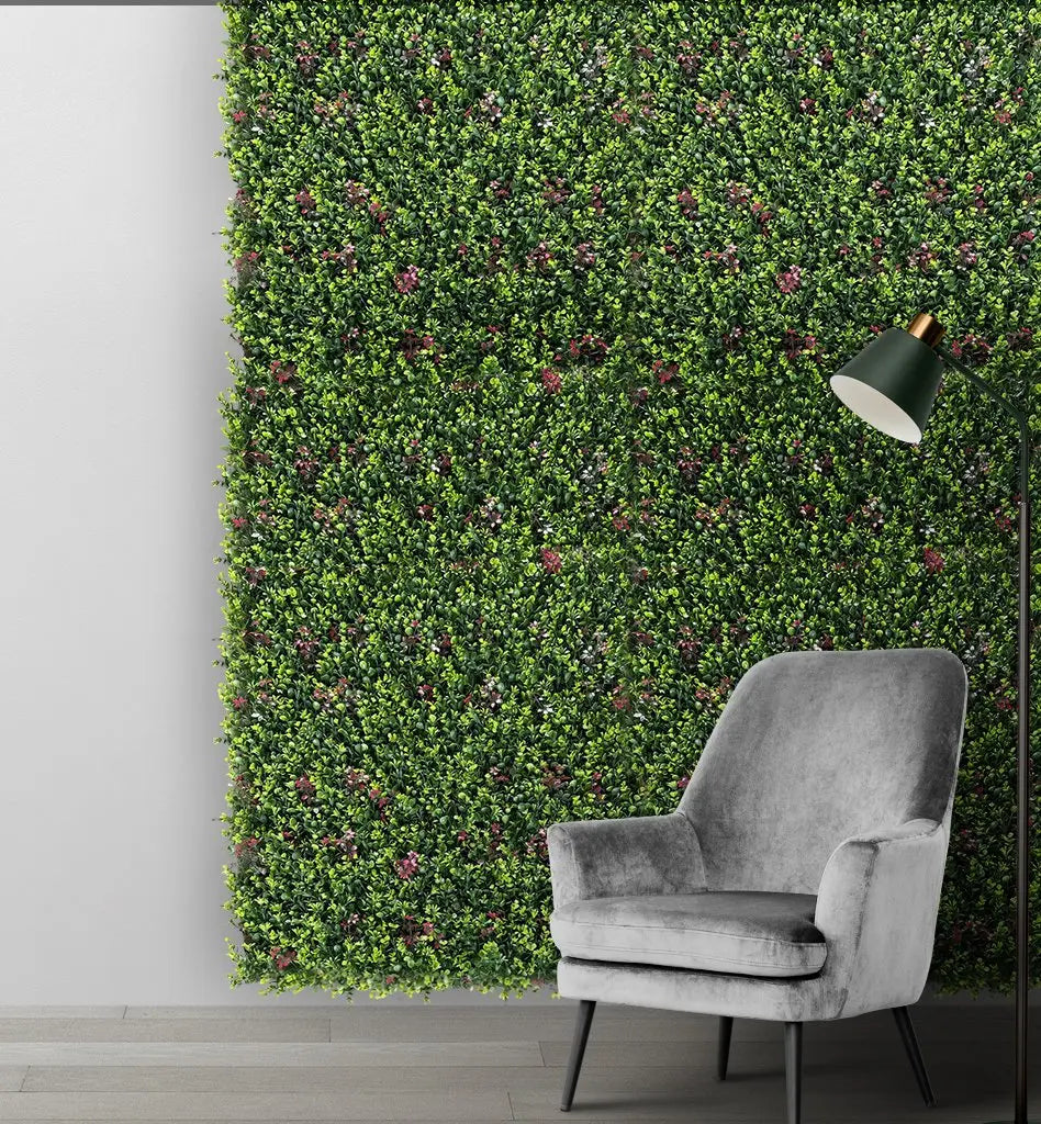 Artificial Wall Grass With Pink Flowers || Outdoor Vertical Garden wall || Size: 1mtr X 1mtr || No:11/10 My Store