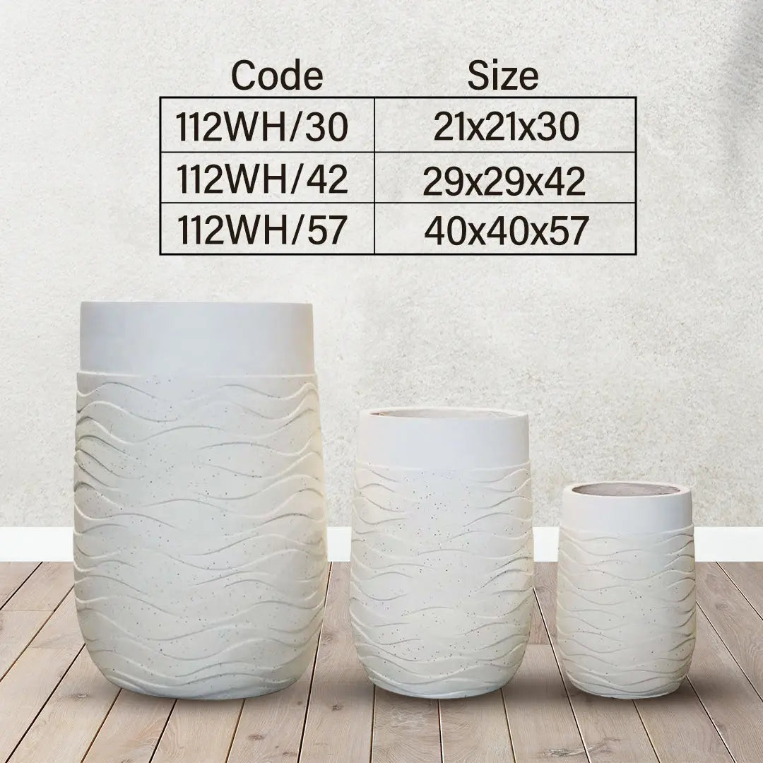 Enutrof Wave Ripple Textured Tall Planter Pot Enutrof Decor