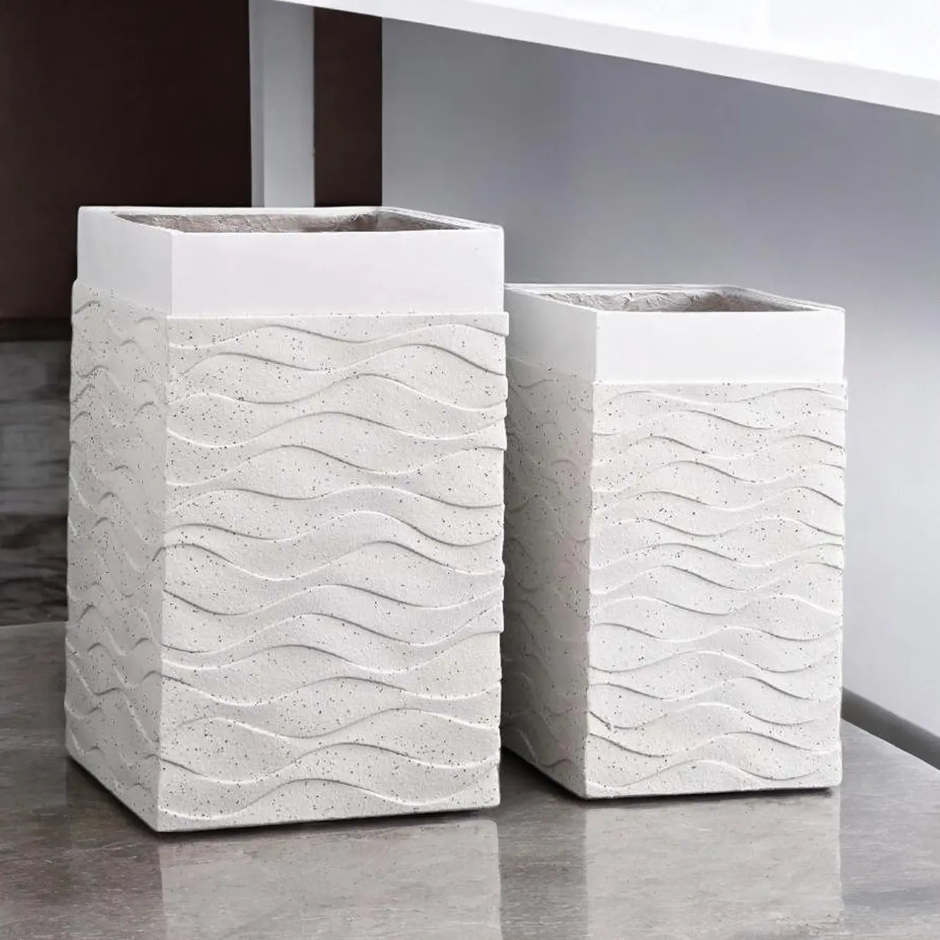 Enutrof Wave Square Textured Planter Enutrof Decor