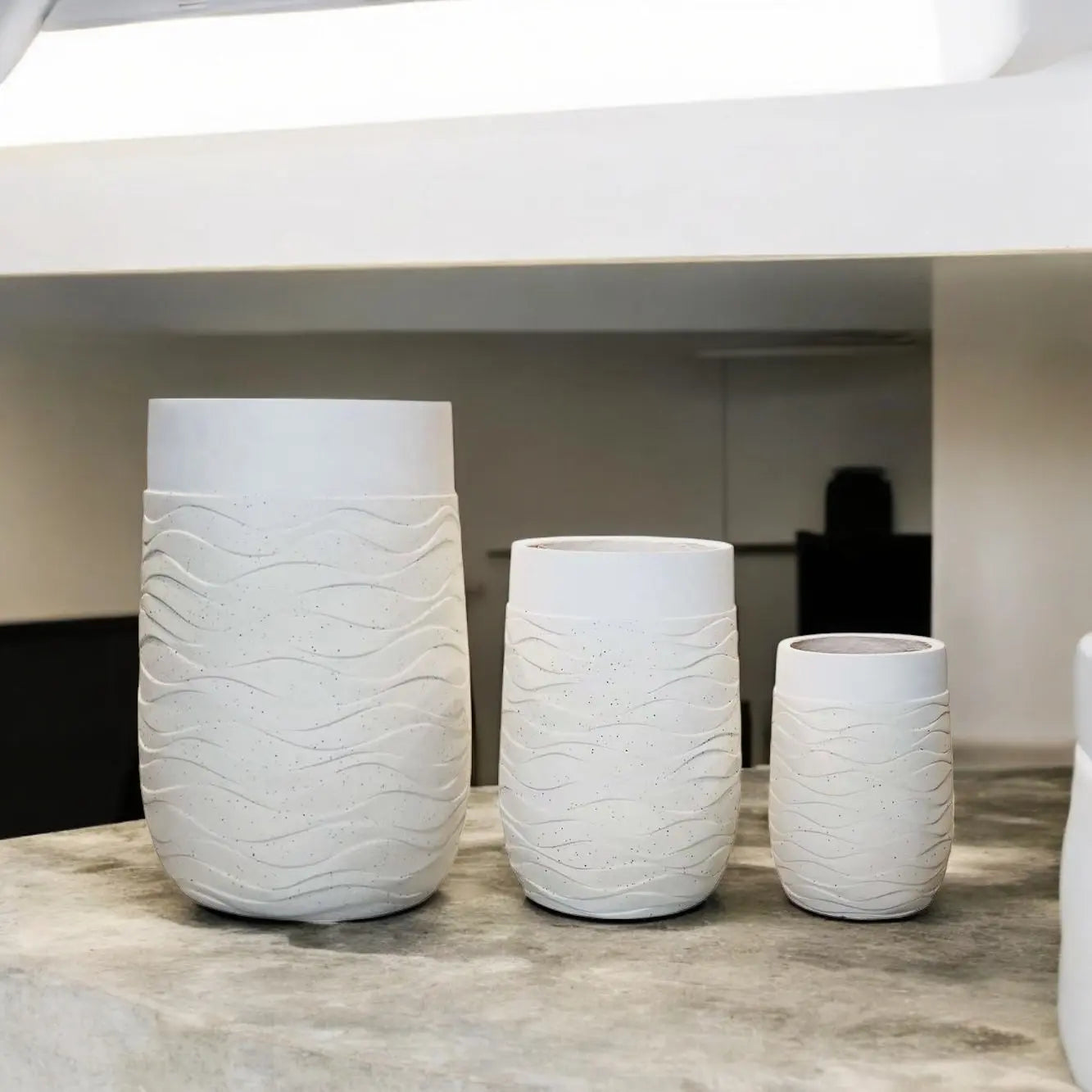 Enutrof Wave Ripple Textured Tall Planter Pot Enutrof Decor