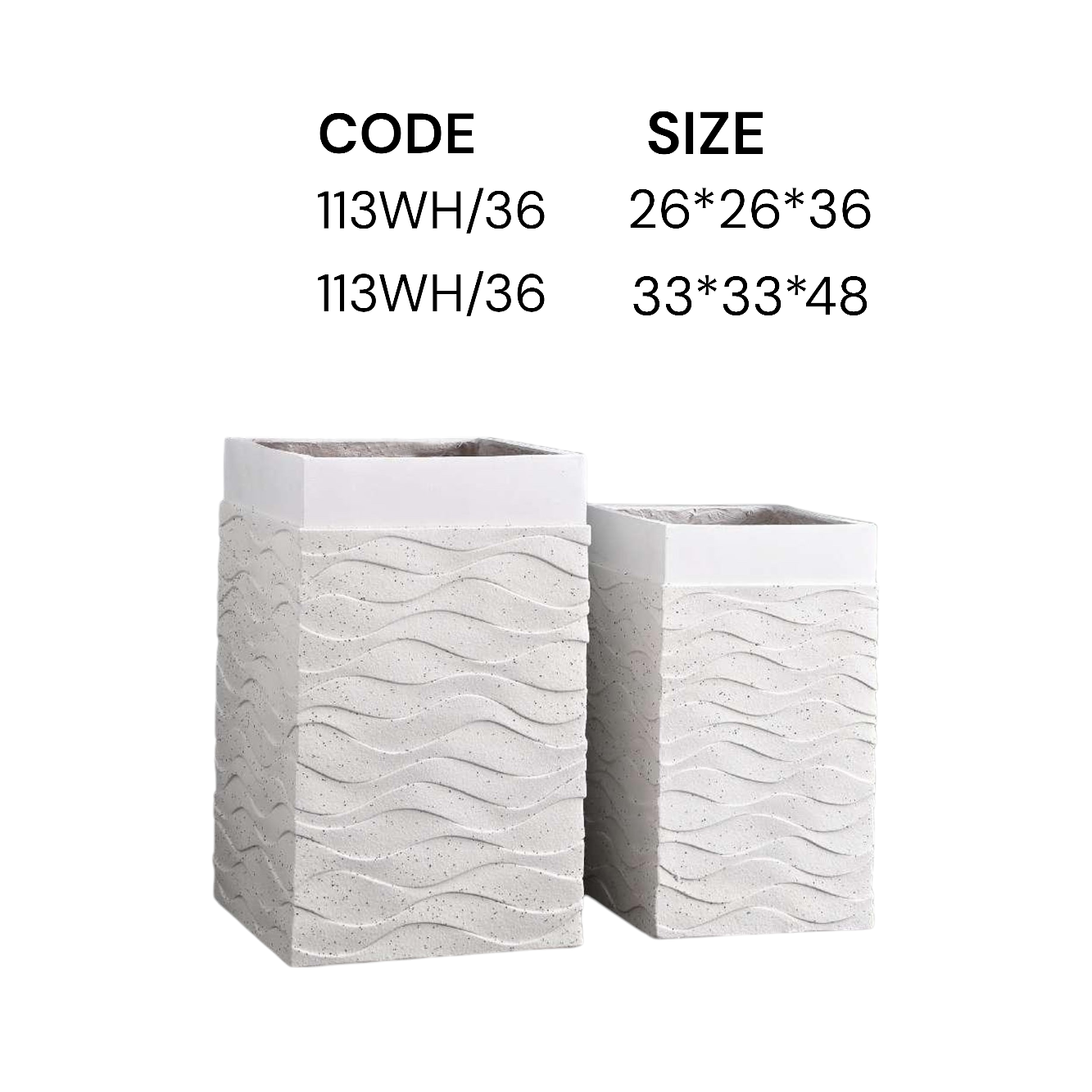 Enutrof Wave Square Textured Planter Enutrof Decor
