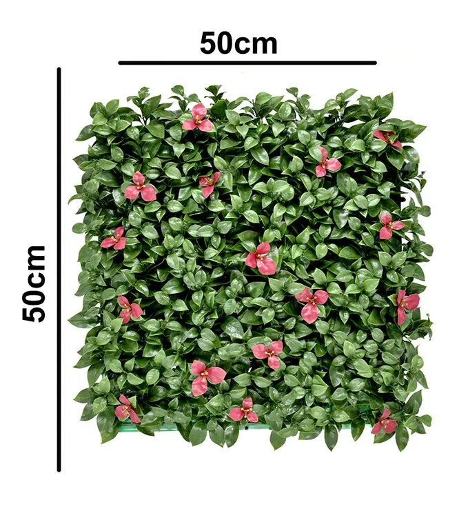 Artificial Vertical Garden With Pink Flowers Size: 50cm x 50cm || No:55/17 My Store