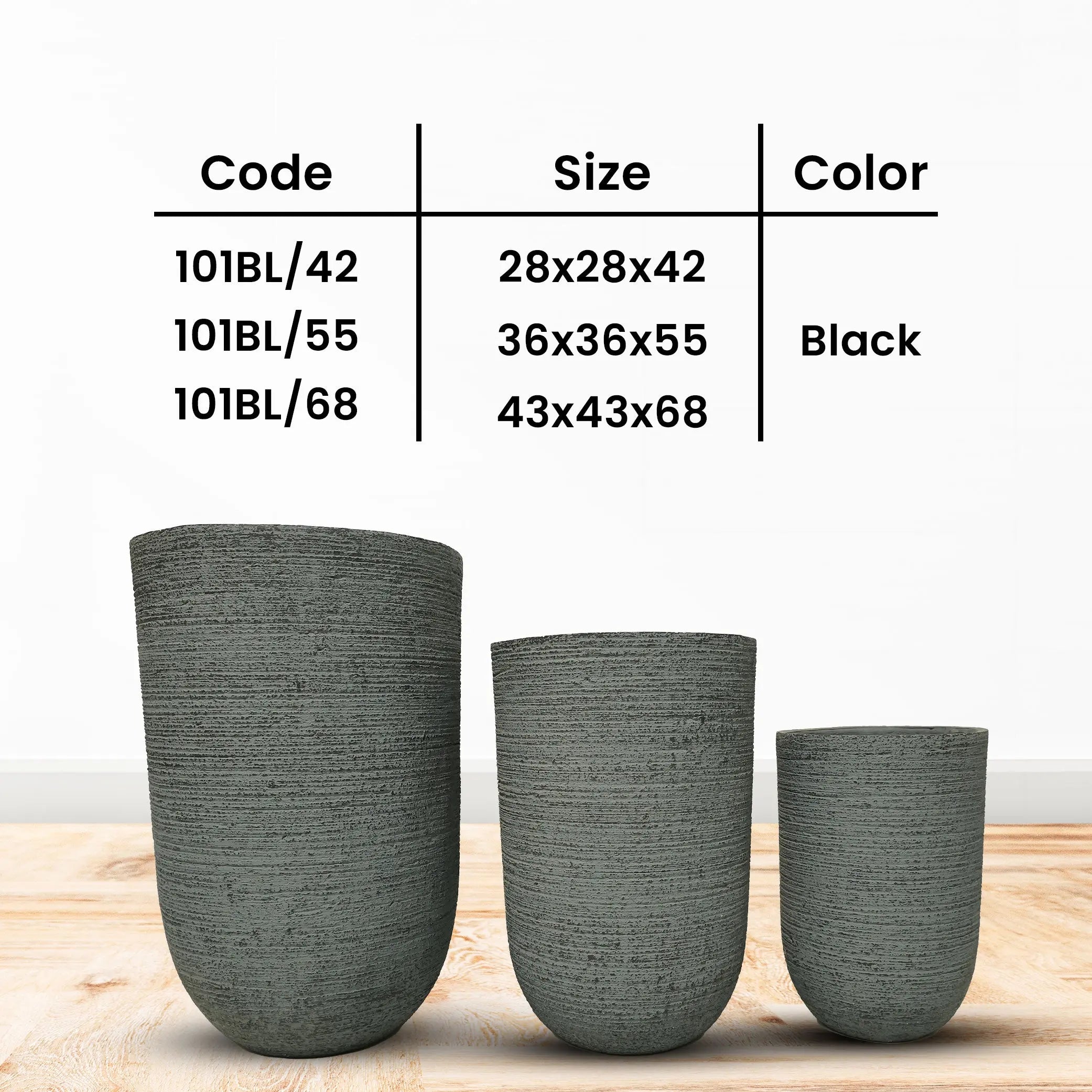 Black Fiber Planter Pot – Round Modern Design for Home & Office Enutrof Decor