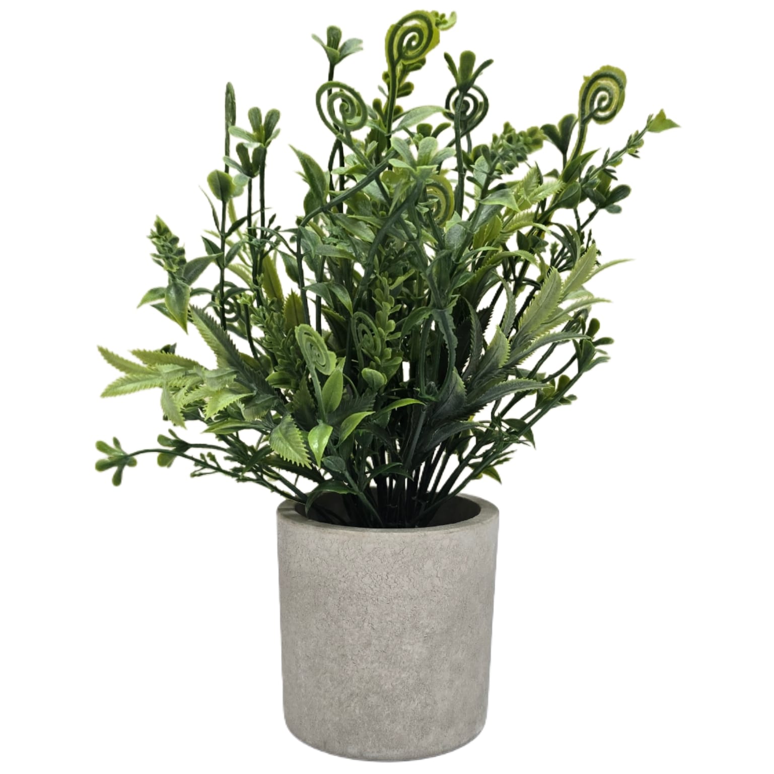 Plastic Grass with Gray Pulp Pot | Artificial Table Décor for Home & Office (22 cm) Enutrof Decor