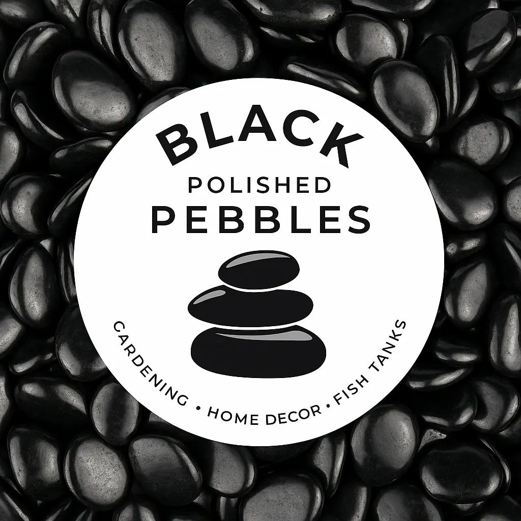 Black Polished Pebbles | Premium Glossy Decorative Stones Enutrof Decor