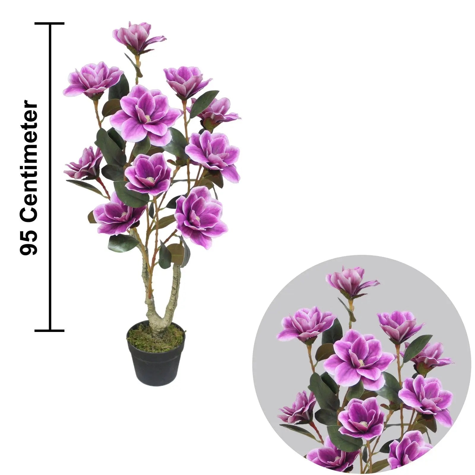 Mangolia Flower Artificial Plants With Basic White Pot ||95cm Height My Store