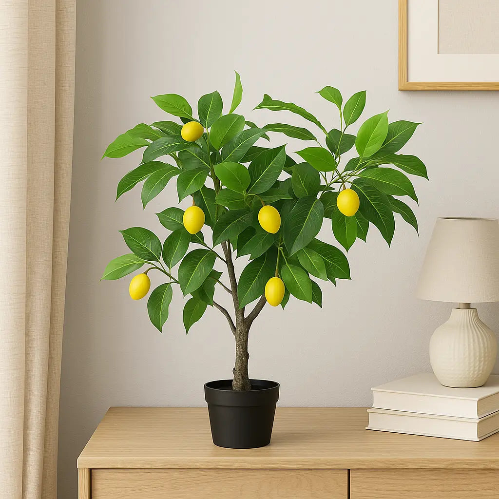 Lemon Tree Artificial Plant with Pot | 70 cm Height Enutrof Decor