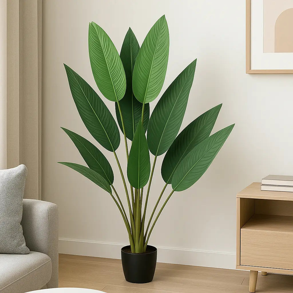 Birds of Paradise Artificial Plant with White Pot for Home & Office (140cm) Enutrof Decor