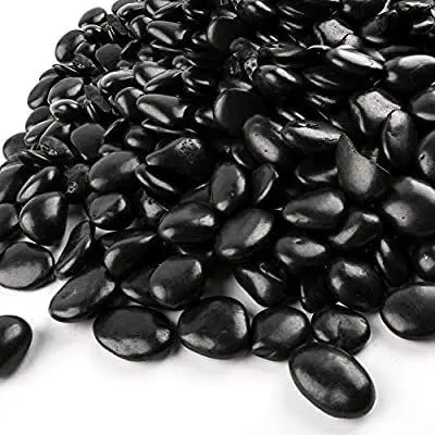 Black Polished Pebbles | Premium Glossy Decorative Stones Enutrof Decor