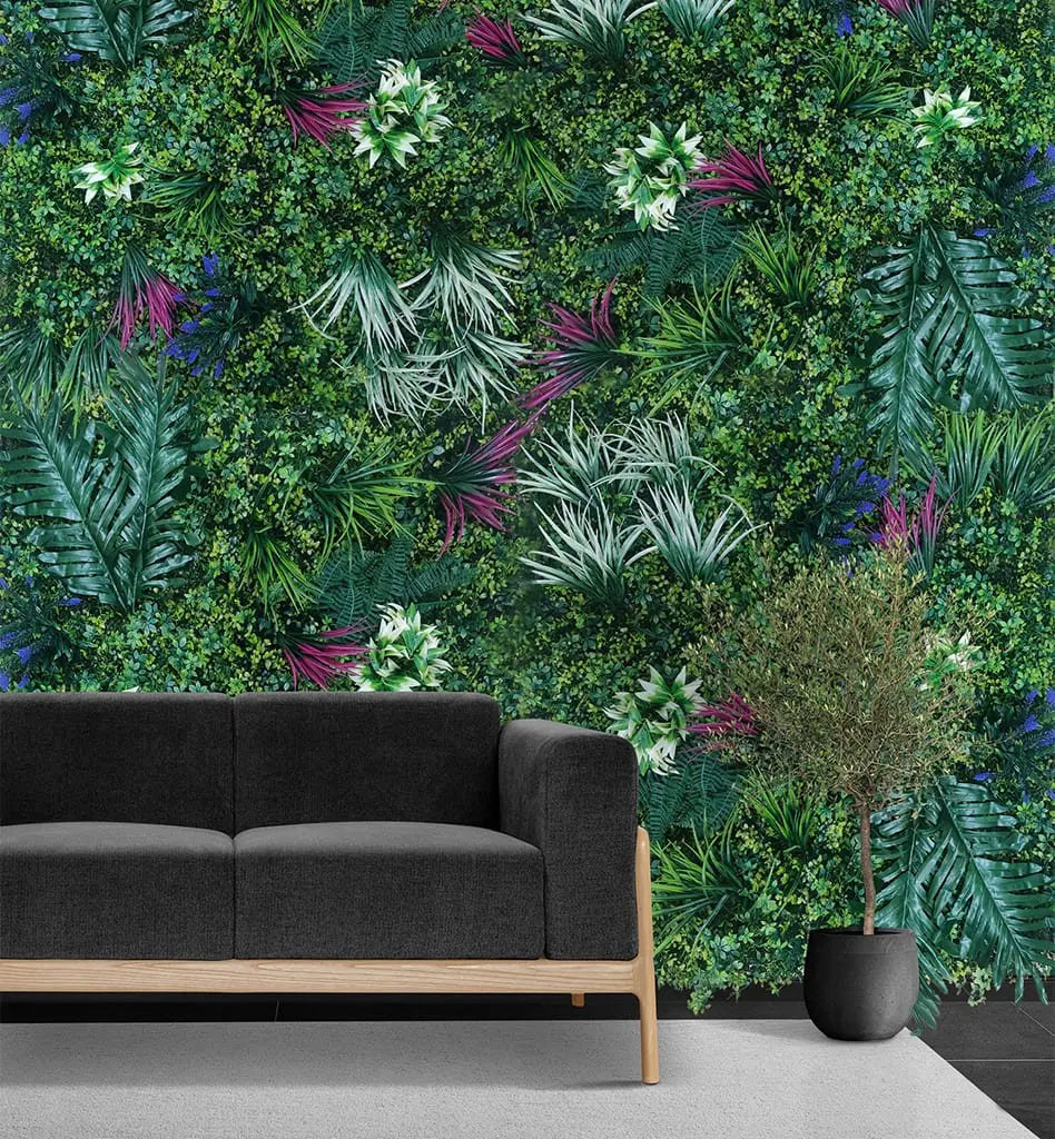 Artificial Green Wall With Blooming Ferns|| Vertical Garden For Wall || Size:1mtr x 1mtr || No:11/02 My Store