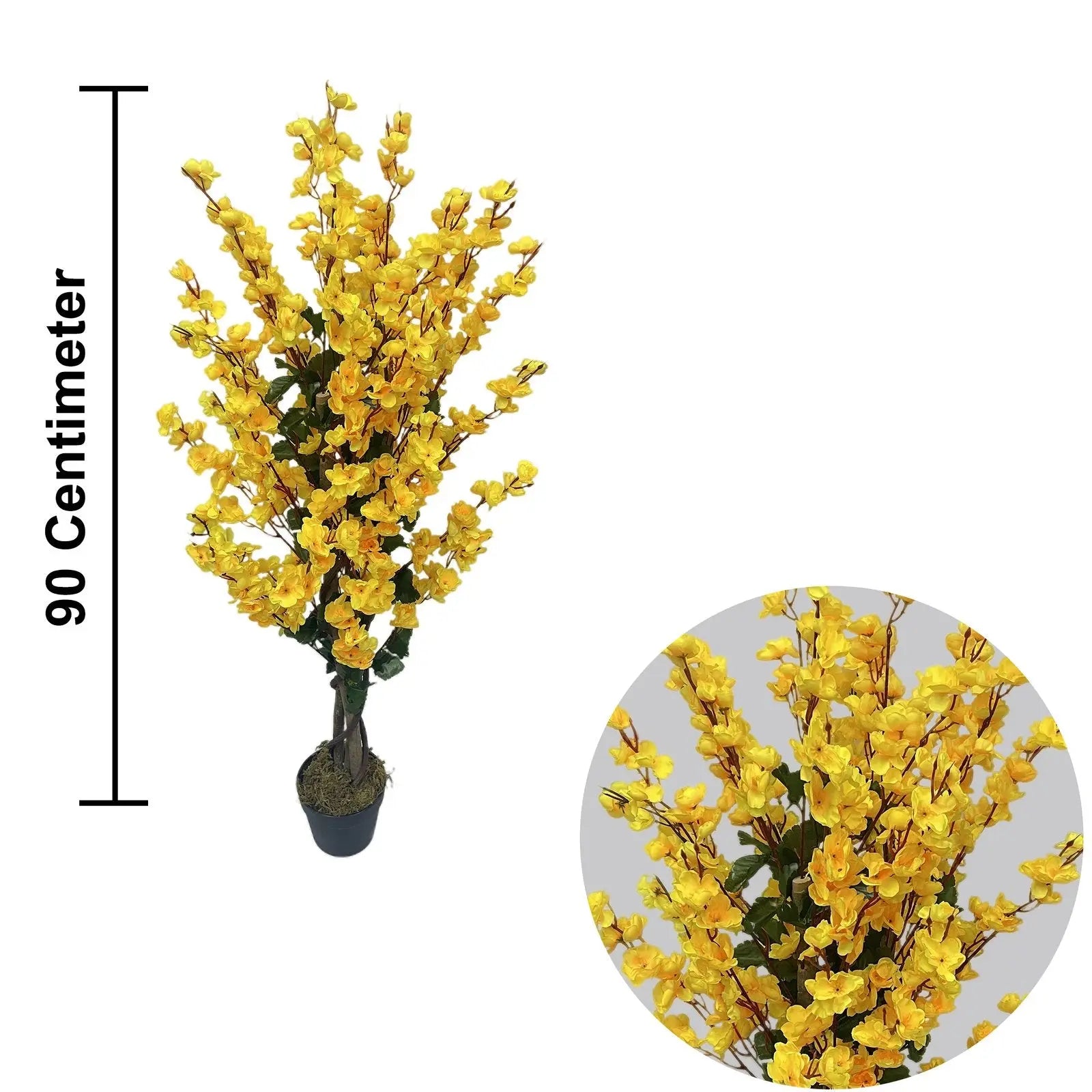 Winter Sweet Yellow Artificial Plant with Elegant White Planter My Store