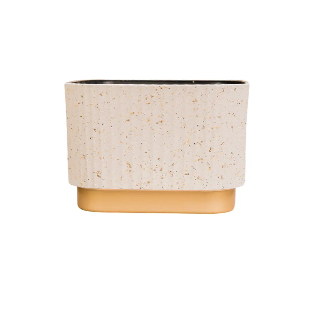 Enutrof Creme Terra Speckled Plastic Planter Pot Enutrof Decor
