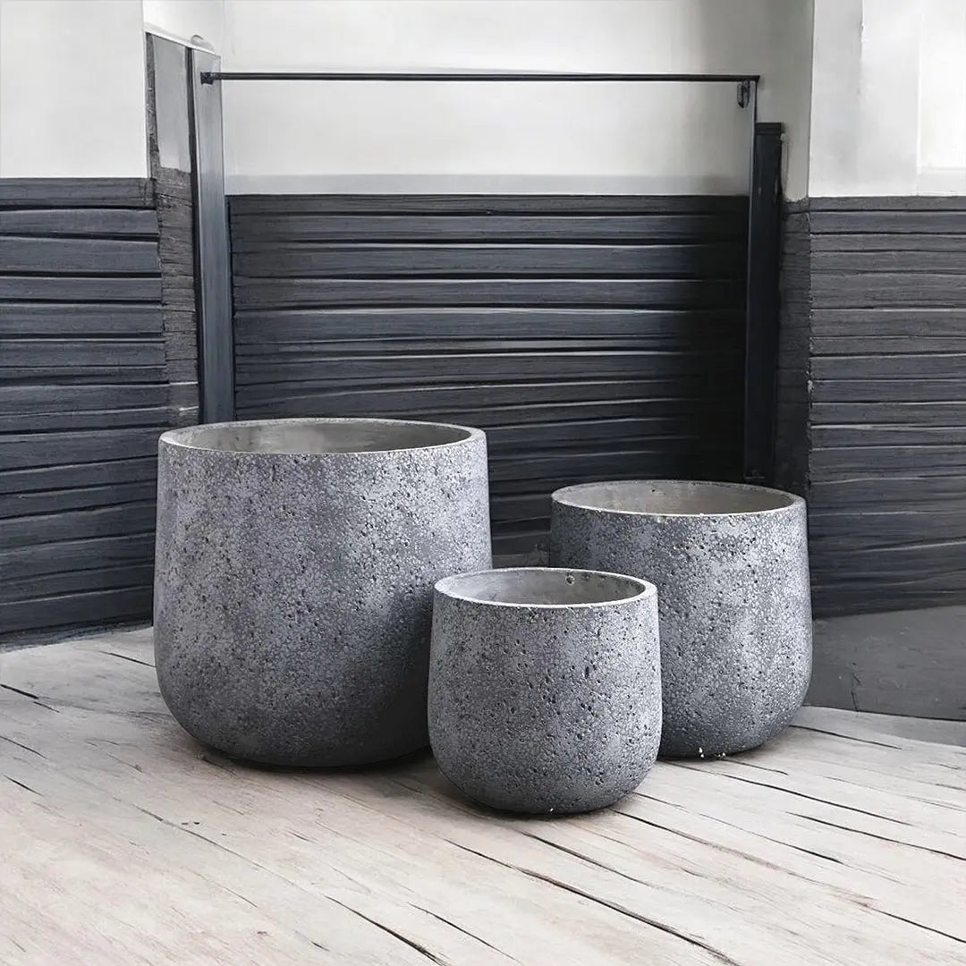 Enutrof Stone Textura Round Planter Pot Enutrof Decor