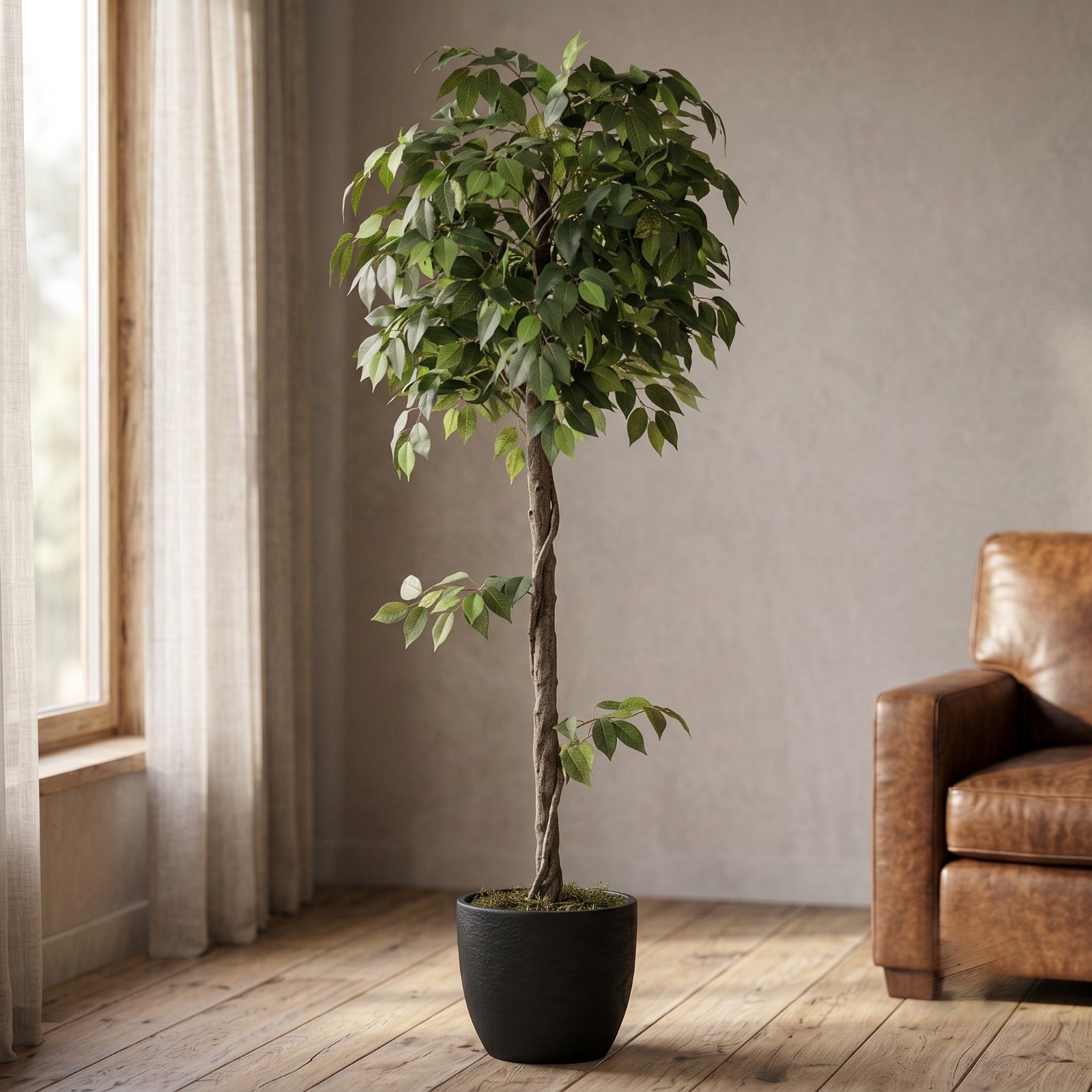 5 ft Artificial Ficus Plant | Realistic Indoor Green Tree Décor Enutrof Decor