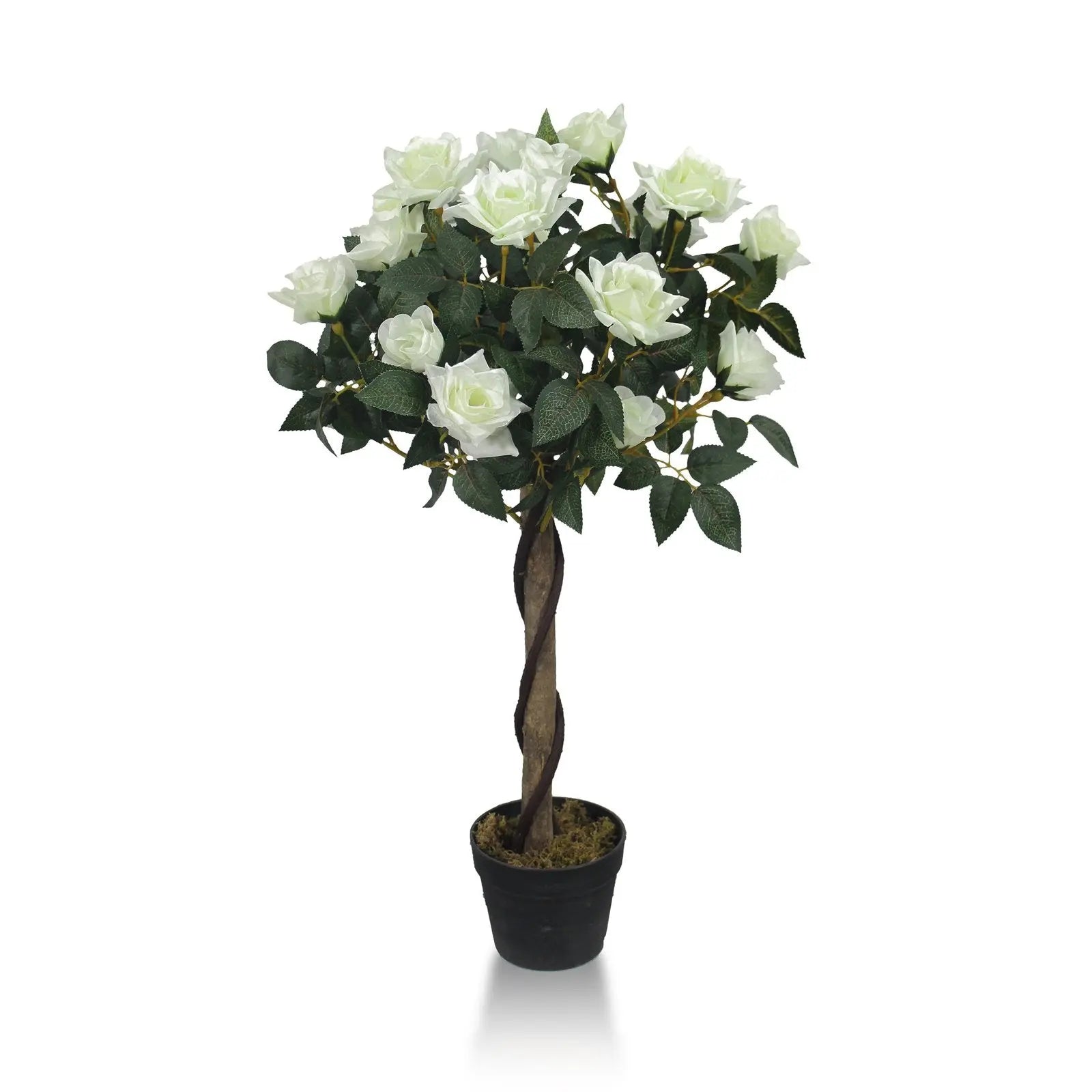 White Rose Artificial Plant (90 cm) with Elegant White Planter My Store