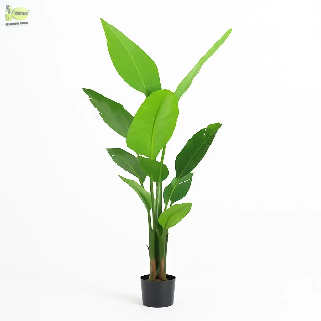 5 ft artificial banana plant styled in a living room corner