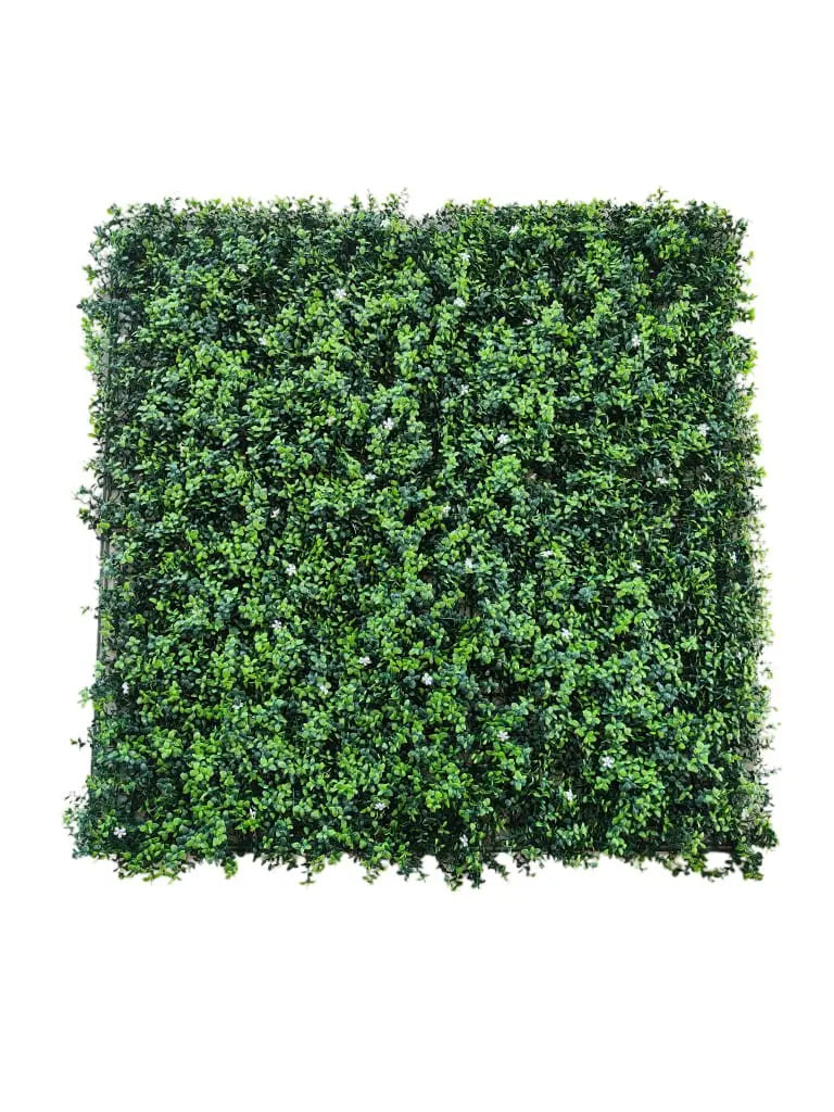 Artificial Wall Green Grass With White Flowers|| Vertical Garden Wall || Size: 1mtr x 1mtr || No:11/05 My Store