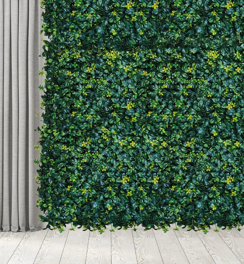 Artificial Green Wall Grass With Yellow Flowers || Vertical garden Wall || Size: 50cm x 50cm || No: 55/05 My Store