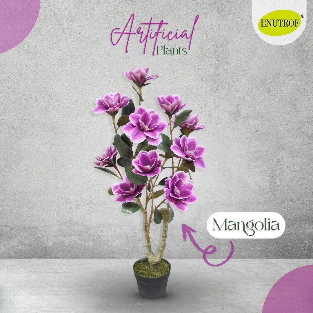 Mangolia Flower Artificial Plants With Basic White Pot ||95cm Height My Store