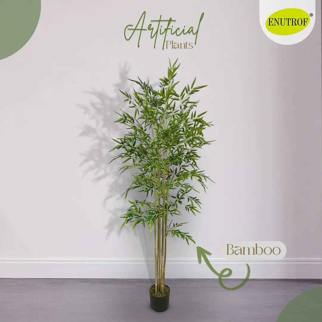 Bamboo Artificial Plant With Basic White Pot || 180cm Height My Store