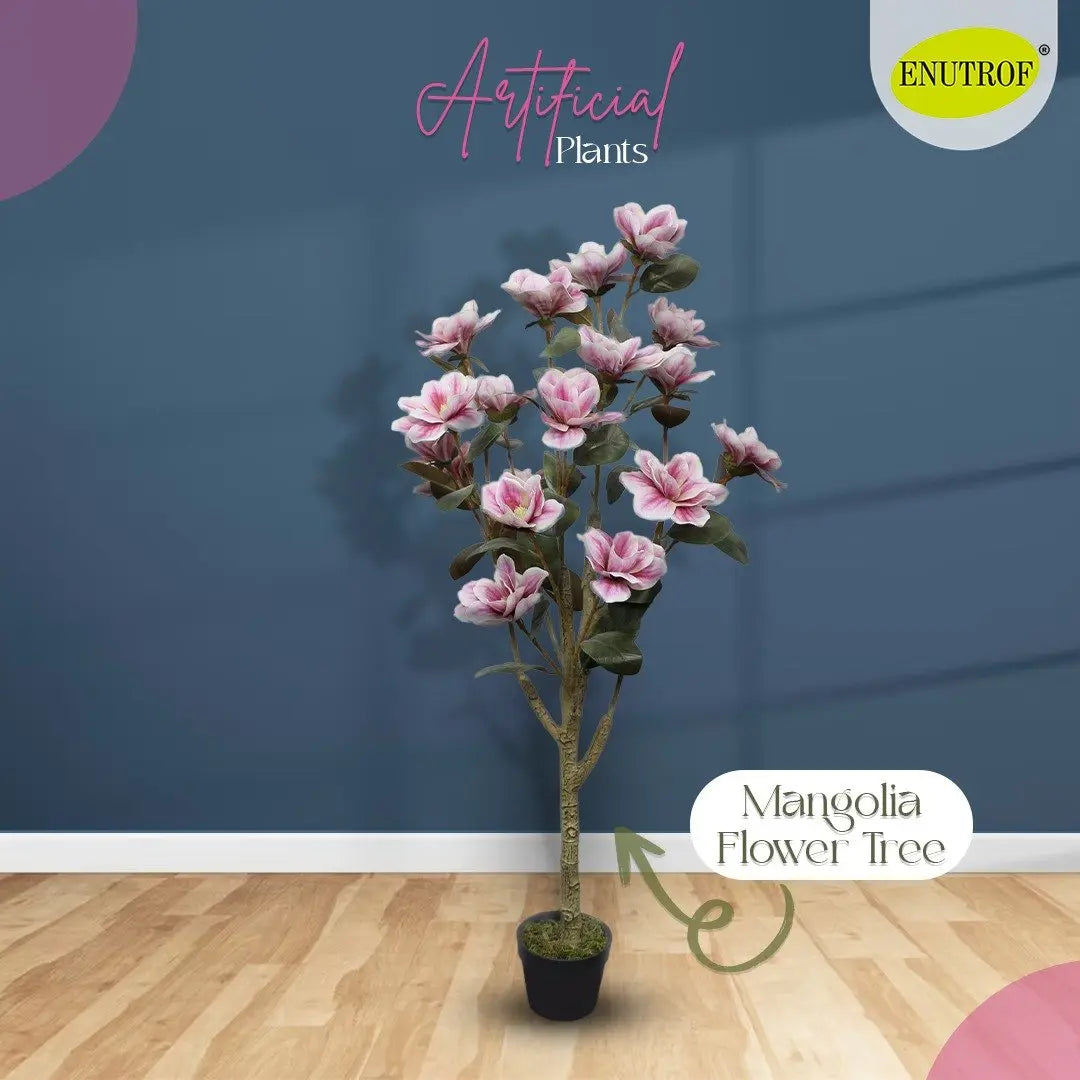 Mangolia Flower Tree Artificial Plants With Basic White Pot ||130cm Height My Store