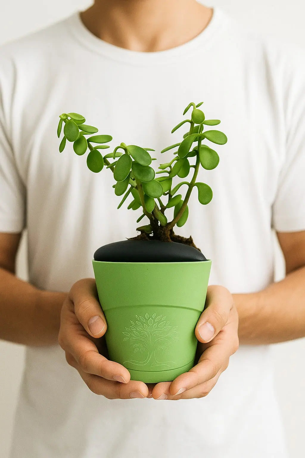 Enutrof Good Luck Jade Plant with Self-Watering Pot Enutrof Decor