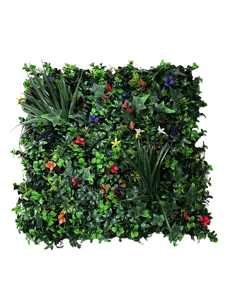 Artificial Wall Grass With Colourful Flowers || Vertical Wall Garden || Size:50cm x 50cm || No:55/06 My Store