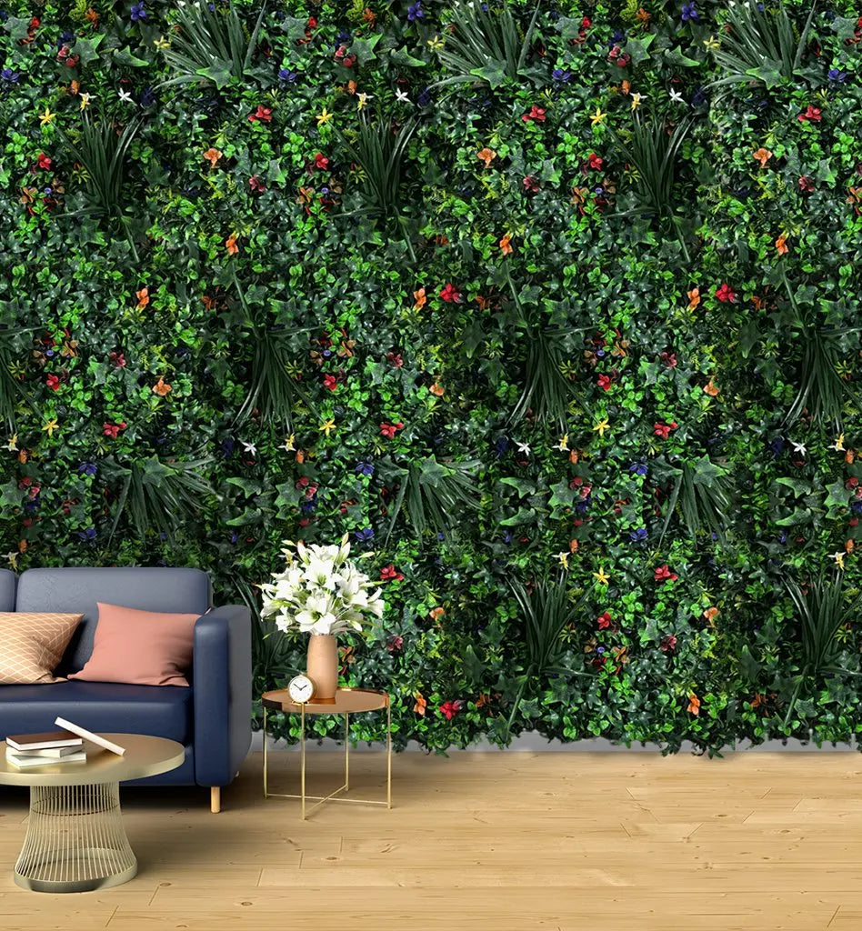 Artificial Wall Grass With Colourful Flowers || Vertical Wall Garden || Size:50cm x 50cm || No:55/06 My Store