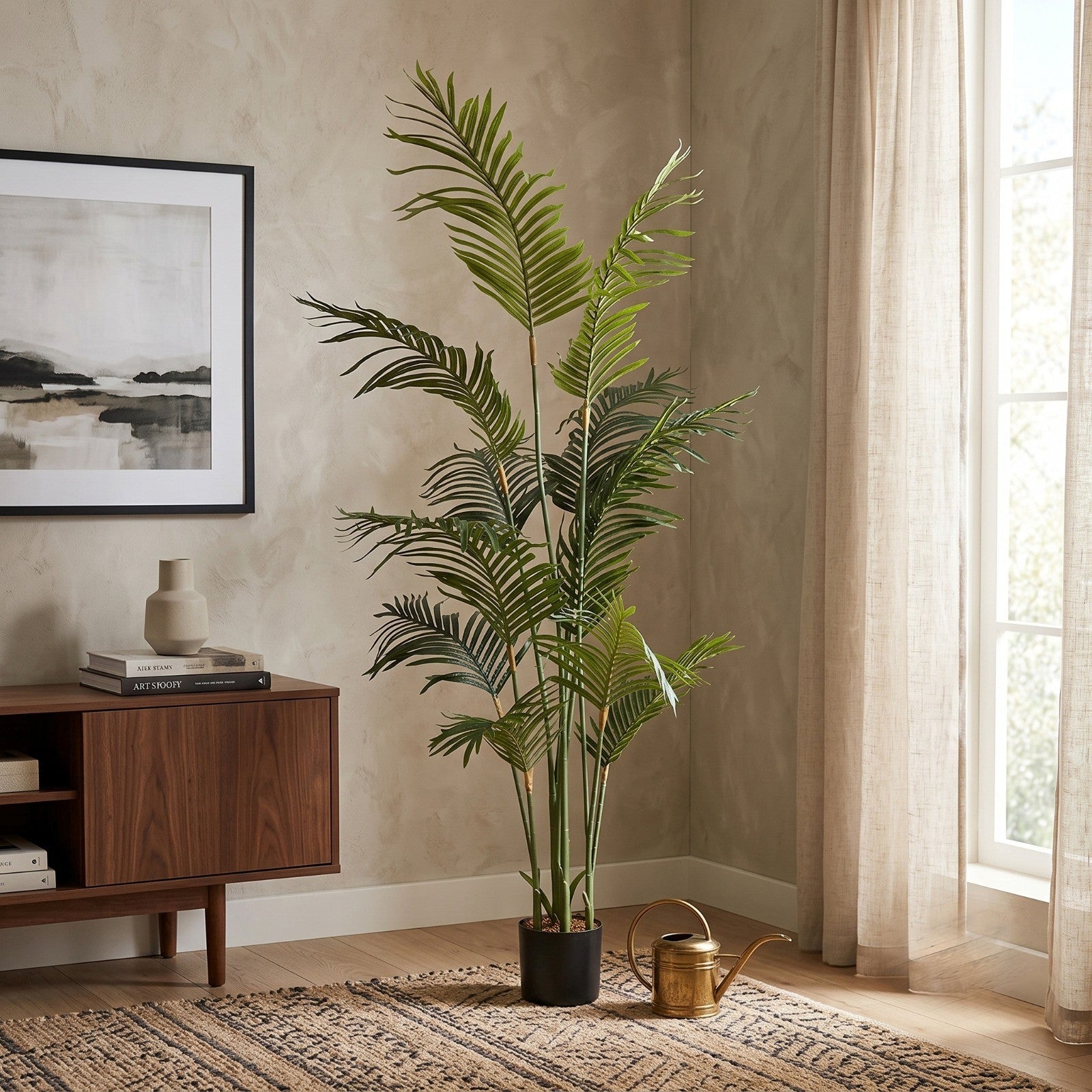 Palm Artificial Plant with White Pot |180cm Height Enutrof Decor