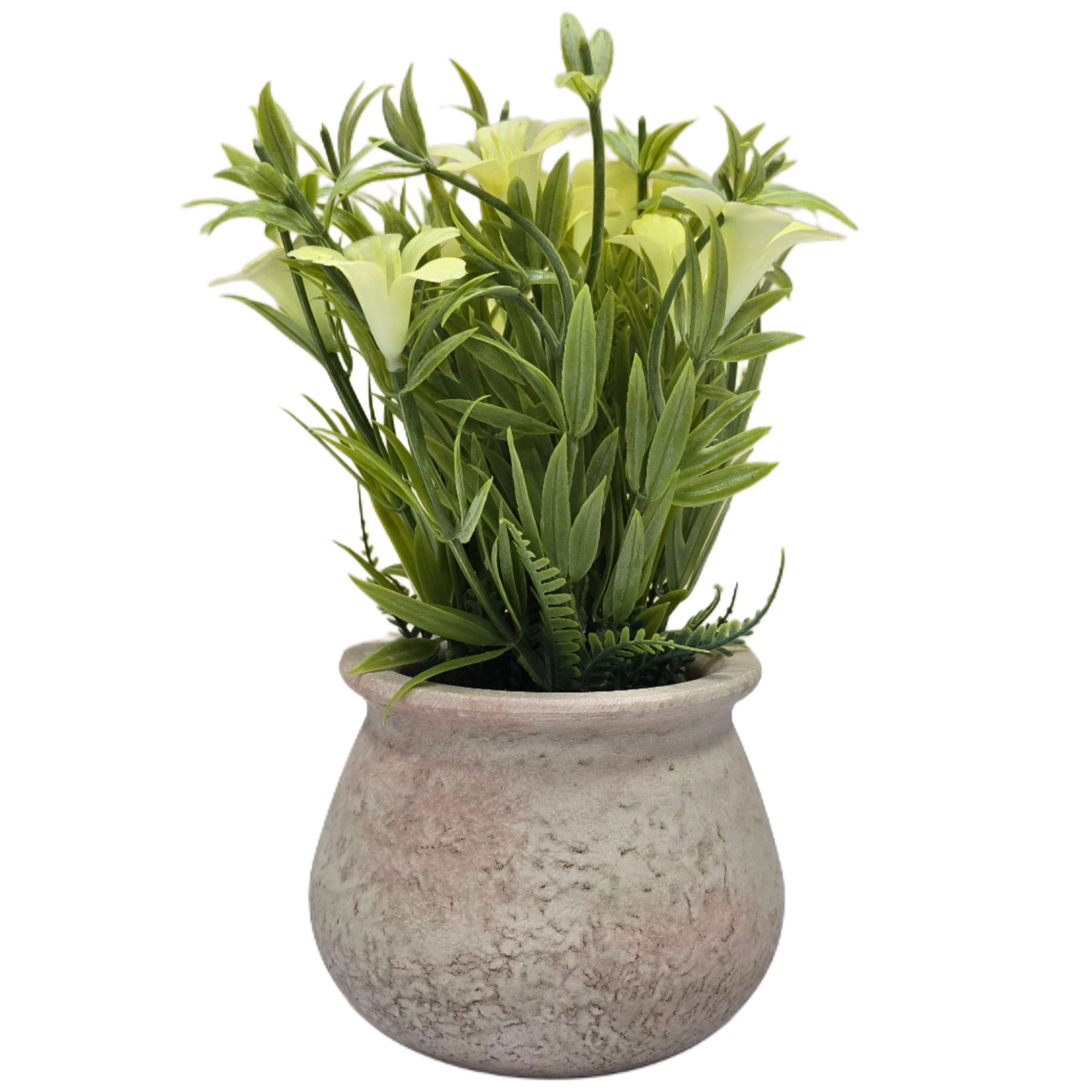 Plastic Flower with Brick-Red Pulp Pot | Elegant Artificial Table Décor (22cm) Enutrof Decor