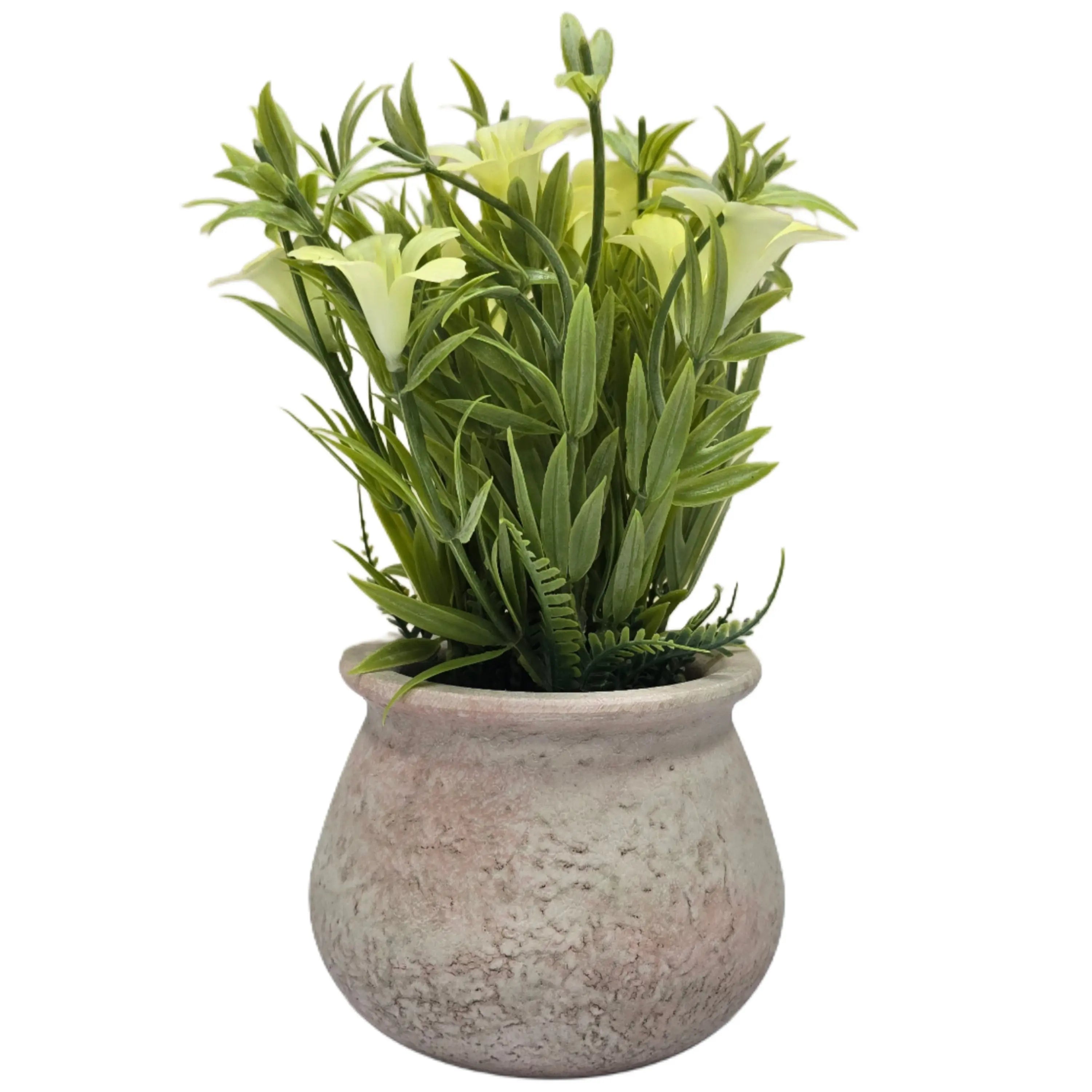 Plastic Flower with Brick-Red Pulp Pot | Elegant Artificial Table Décor (22cm) Enutrof Decor