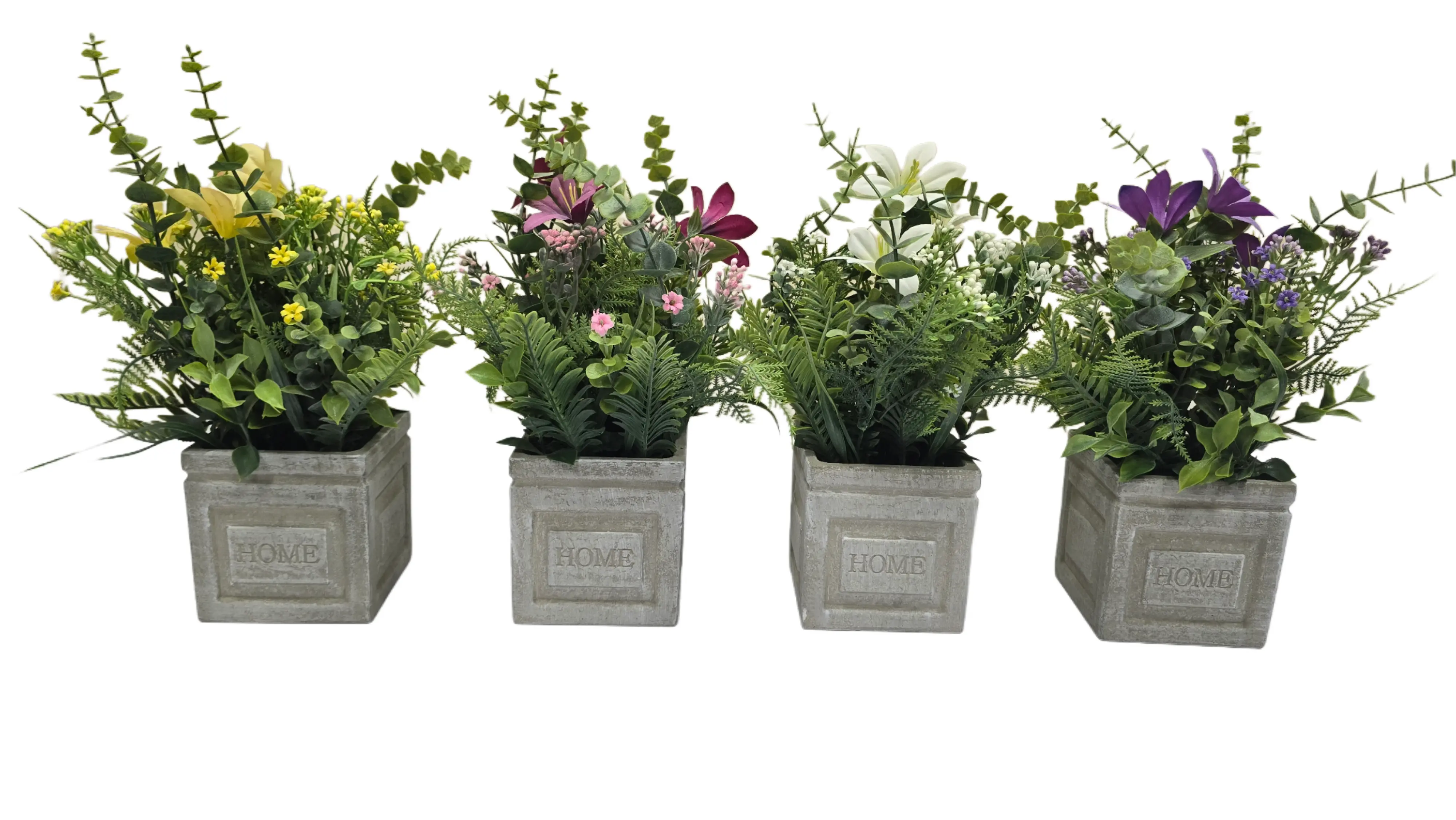 Plastic Grass with Grey Pulp Pot | Modern Artificial Table Décor (28 CM) Enutrof Decor