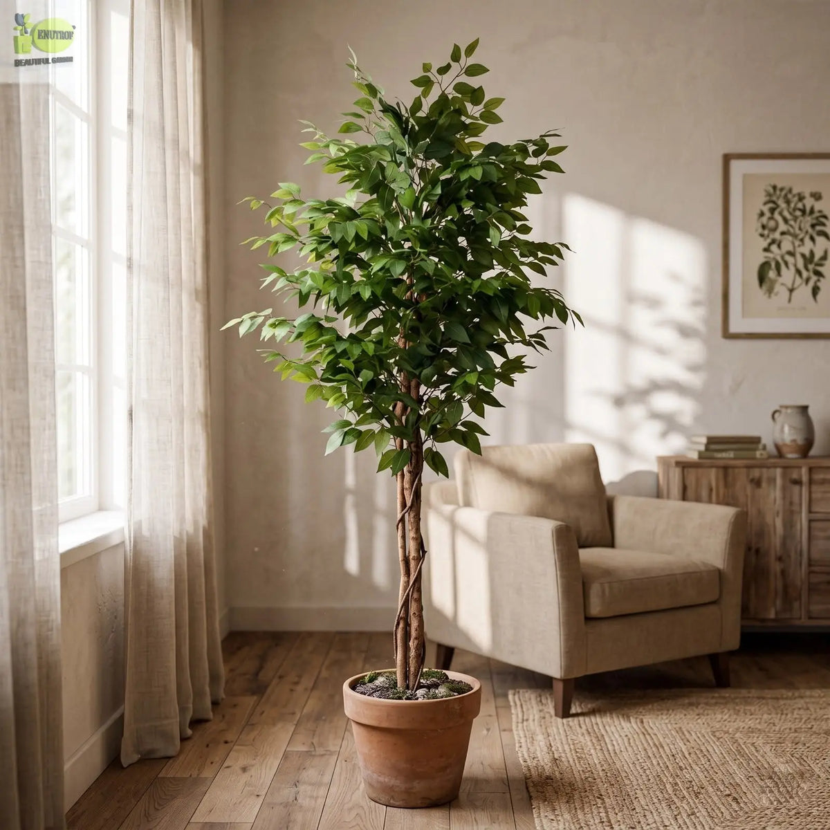 Artificial Ficus Tree – 180 CM | Indoor Green Decorative Tree Enutrof Decor