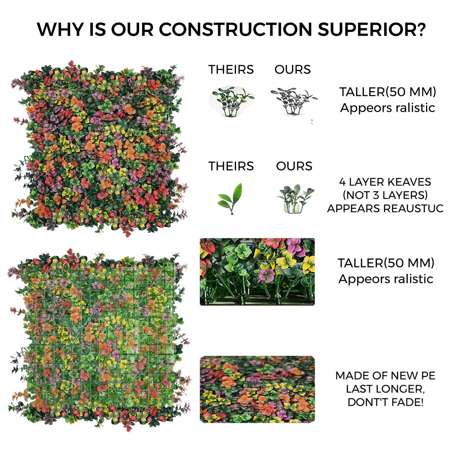 Artificial Vertical Garden: Vertical Wall Garden Size: 50cm x 50cm || No:55/11 My Store