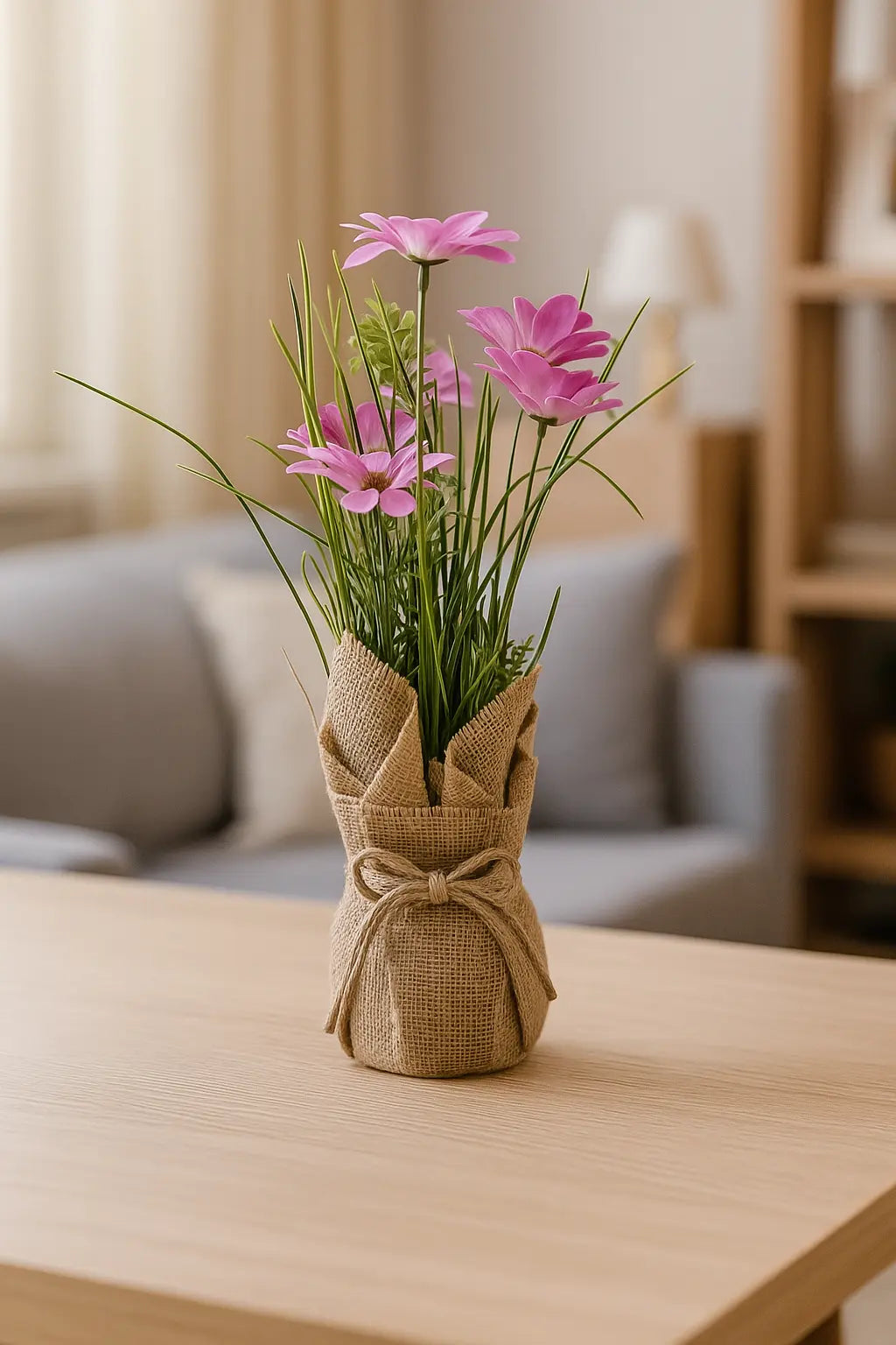 Cloth Flower with Sack | Rustic Artificial Table Décor (36 CM) Enutrof Decor