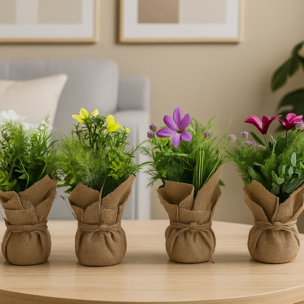 Cloth Bonsai with Sack | Rustic Artificial Table Décor(20 cm) Enutrof Decor