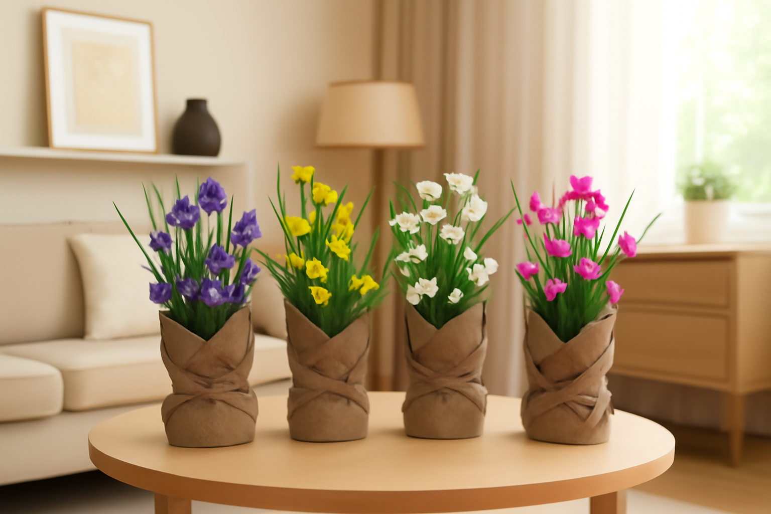 Cloth Small Flower with Sack | Rustic Artificial Floral Table Décor(31 cm) Enutrof Decor