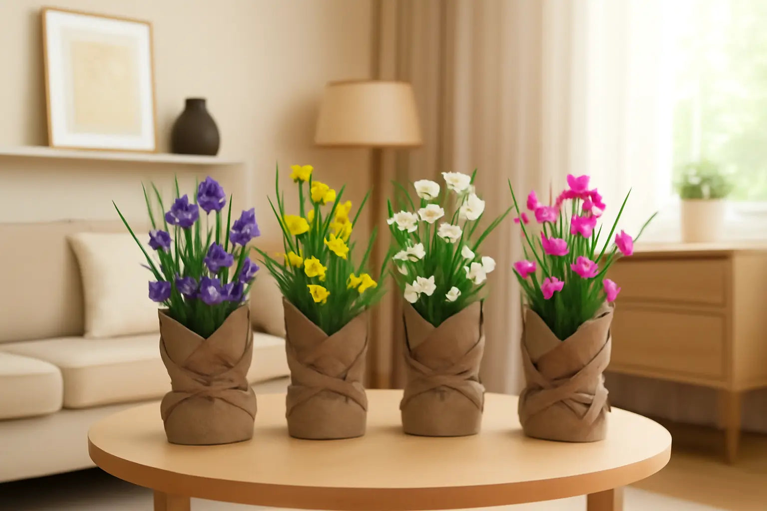 Cloth Small Flower with Sack | Rustic Artificial Floral Table Décor(31 cm) Enutrof Decor