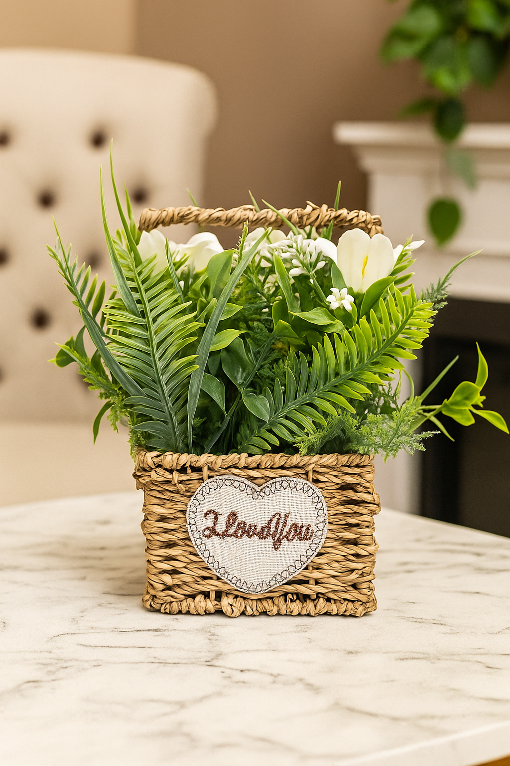 Cloth Flower with Basket | Elegant Artificial Floral Table Décor(20CM) Enutrof Decor