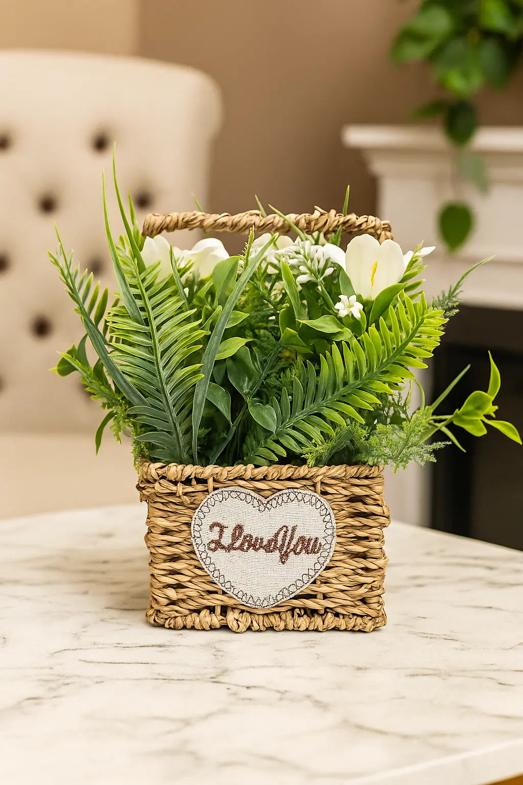 Cloth Flower with Basket | Elegant Artificial Floral Table Décor(20CM) Enutrof Decor