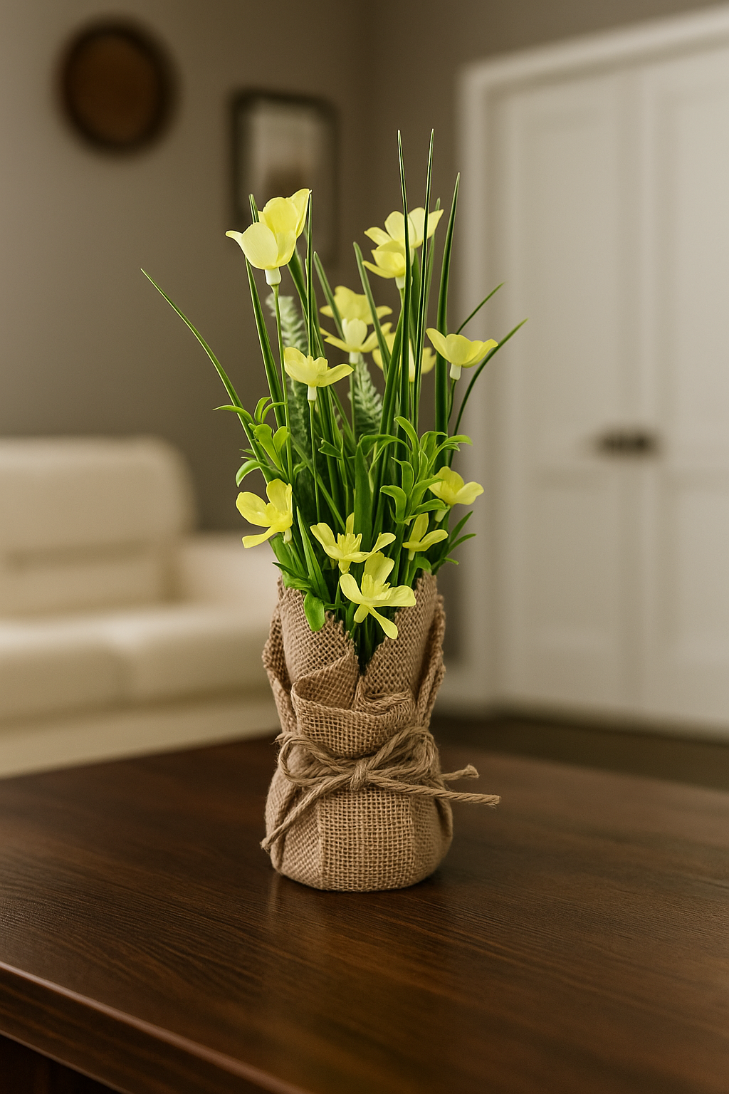 Cloth Small Flower with Sack | Rustic Artificial Floral Table Décor(31 cm) Enutrof Decor