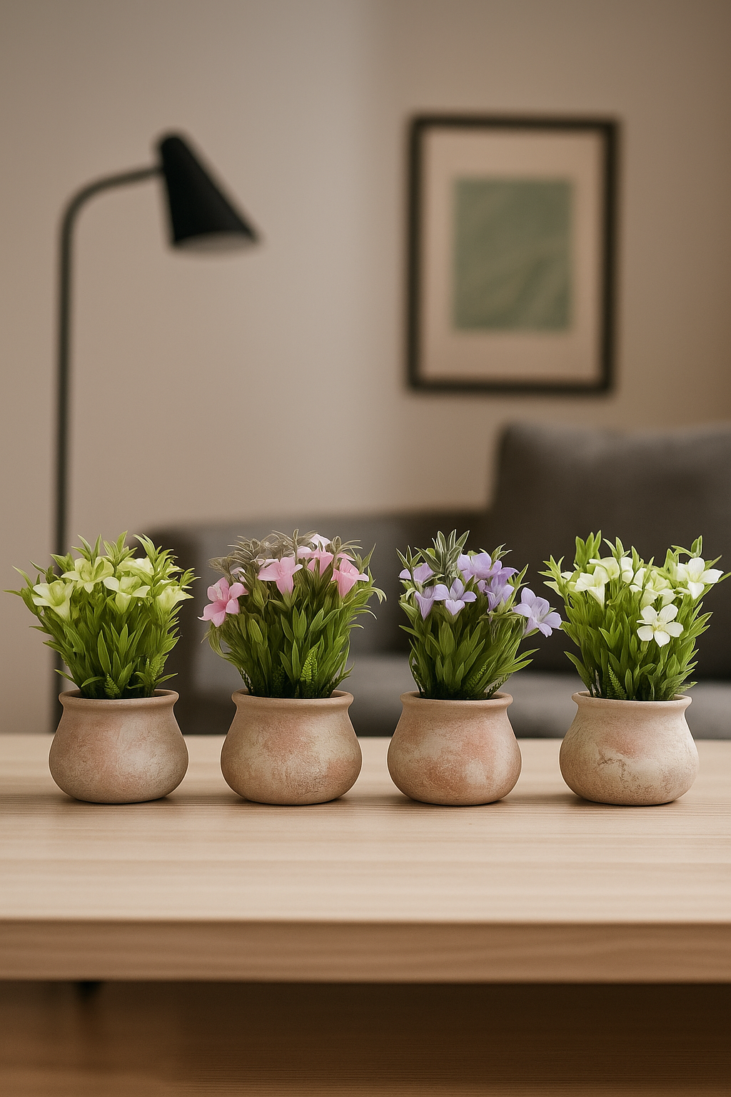 Plastic Flower with Brick-Red Pulp Pot | Elegant Artificial Table Décor (22cm) Enutrof Decor