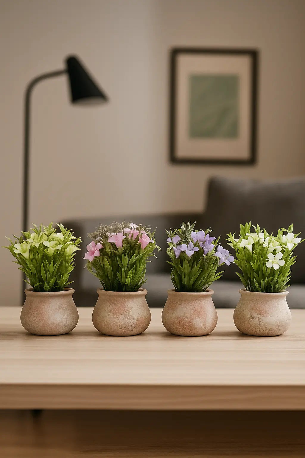 Plastic Flower with Brick-Red Pulp Pot | Elegant Artificial Table Décor (22cm) Enutrof Decor