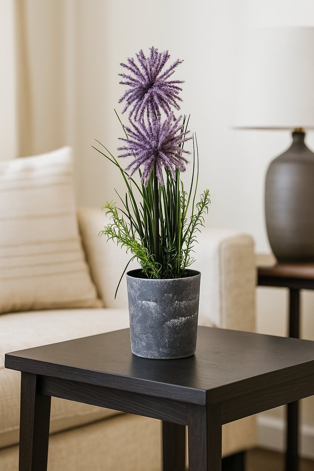 Plastic Flower with Gray Pot | Modern Artificial Table Décor(43 CM) Enutrof Decor