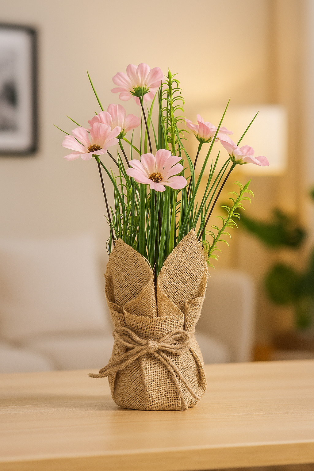 Cloth Flower with Sack | Rustic Artificial Table Décor Enutrof Decor