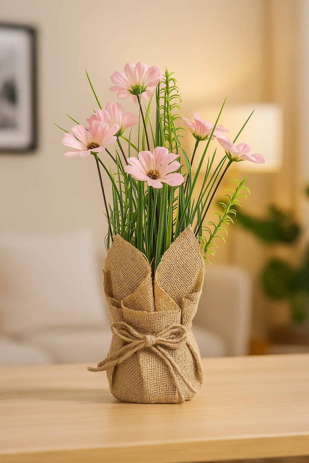 Cloth Flower with Sack | Rustic Artificial Table Décor (36 CM) Enutrof Decor