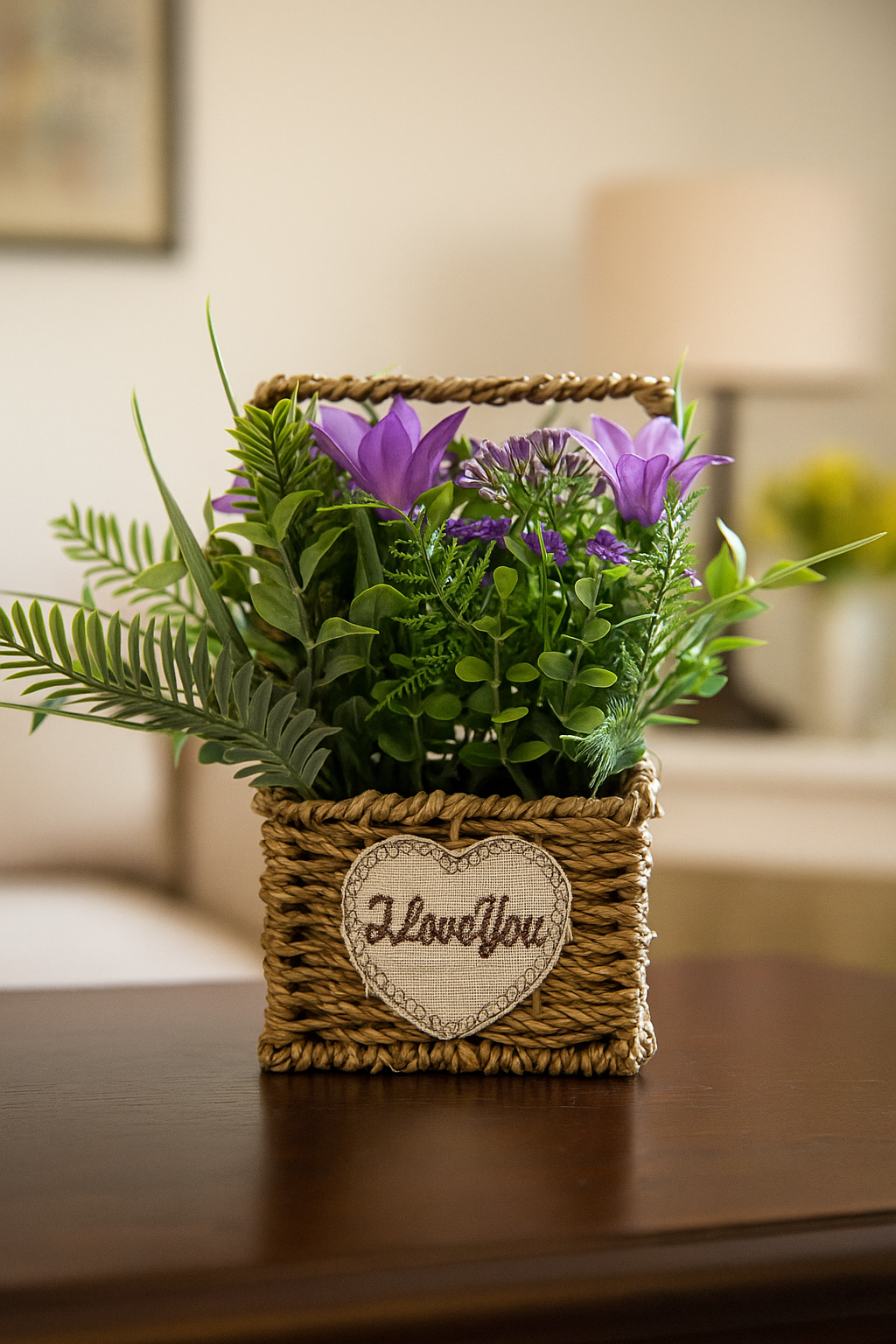 Cloth Flower with Basket | Elegant Artificial Floral Table Décor(20CM) Enutrof Decor