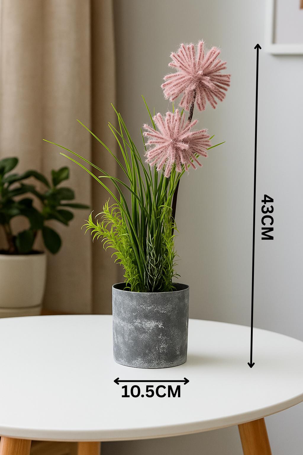 Plastic Flower with Gray Pot | Modern Artificial Table Décor(43 CM) Enutrof Decor