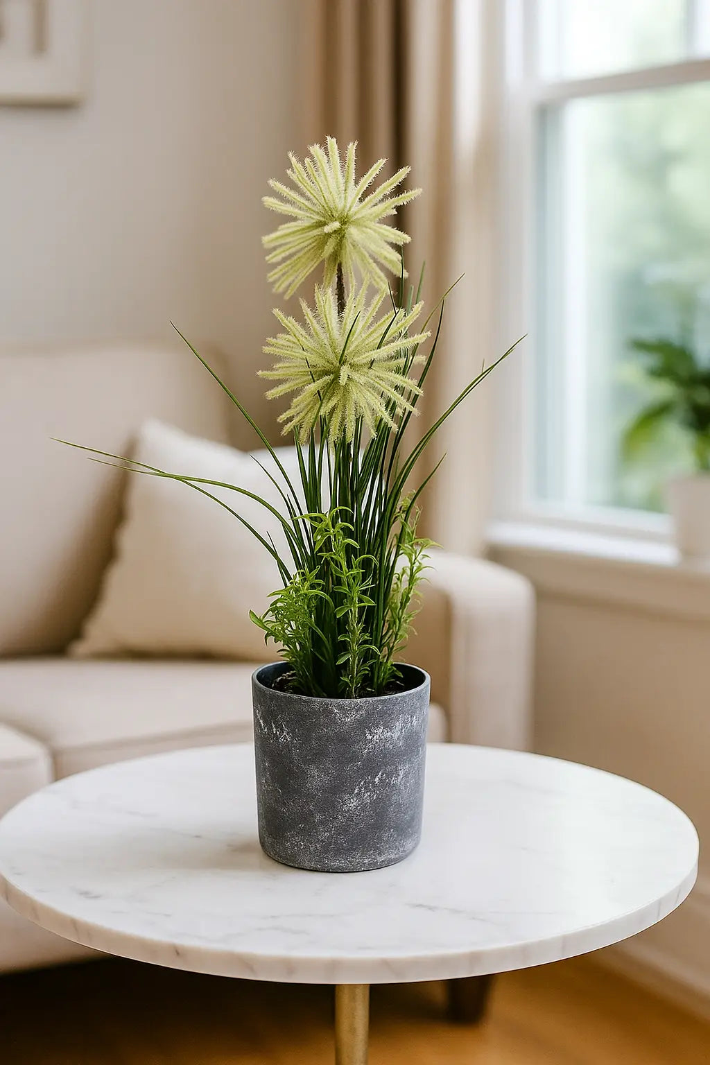 Plastic Flower with Gray Pot | Modern Artificial Table Décor(43 CM) Enutrof Decor