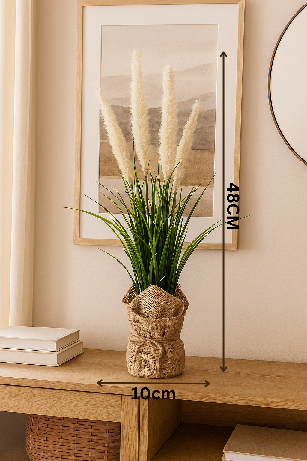 Plastic Bonsai with Sack | Onion Grass Artificial Table Décor (48 CM) Enutrof Decor